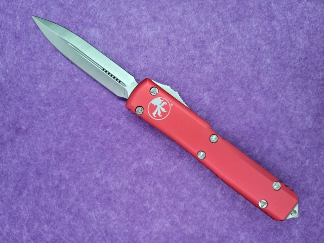 Microtech Ultratech Satin Double Edge Dagger Blade Red Aluminum Handles ...